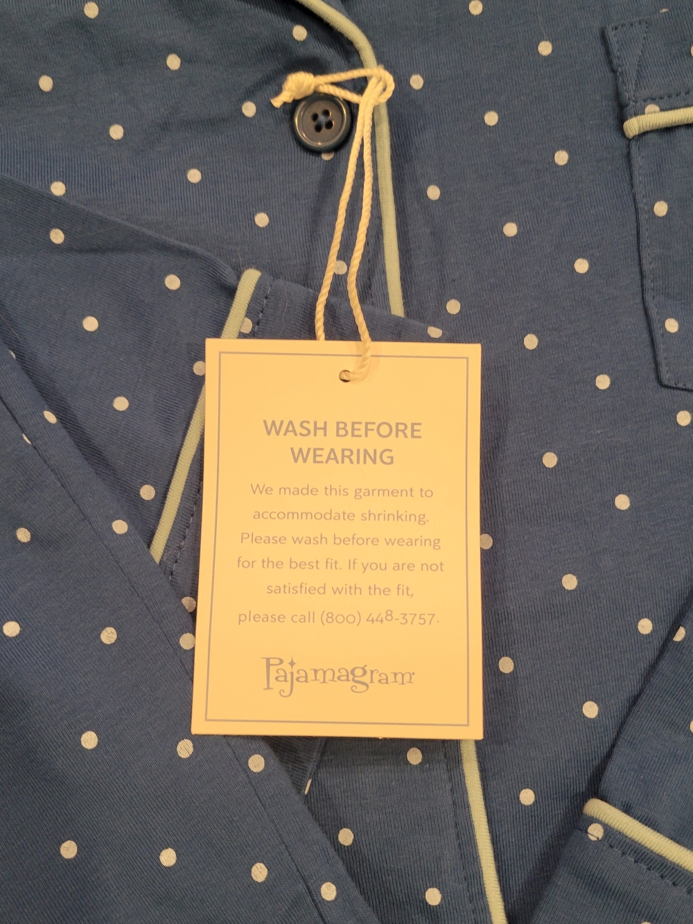 Women's Blue Polka Dot Pajama Set with Contrast Piping - Picture 3 of 8